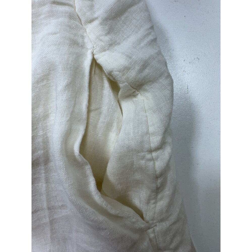 Haute Hippie Style Jumpsuit Sz M Ivory Linen Blend Romper Wide Leg Pockets - Picture 8 of 12